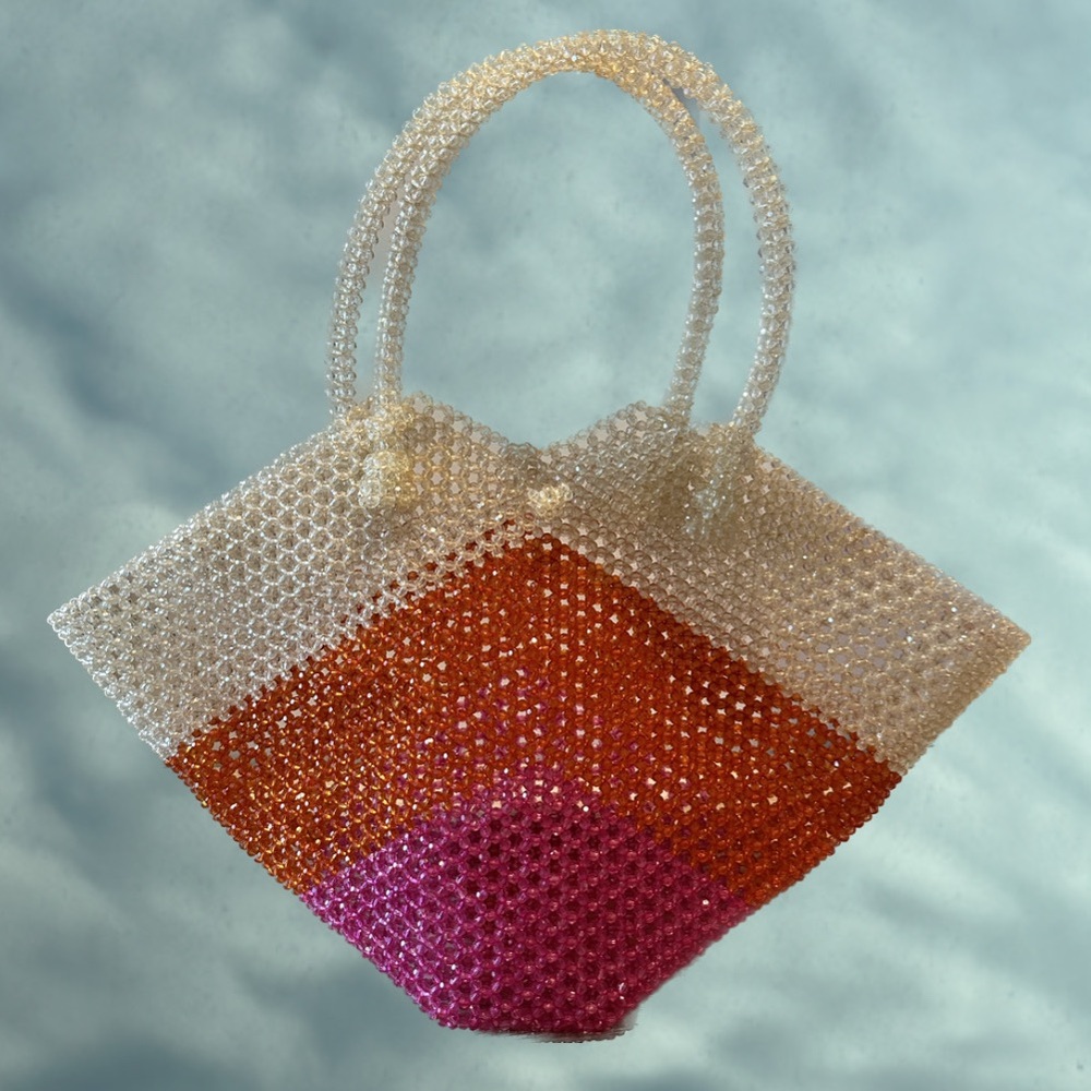ONE OF A KIND LARGE BEADED TOTE BAG (Staud-esque)